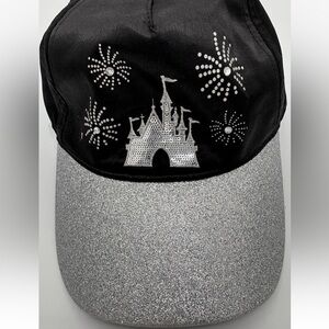 Disneyland Cinderella Castle Fireworks Glitter Satin Hat Cap Adjustable Adult
